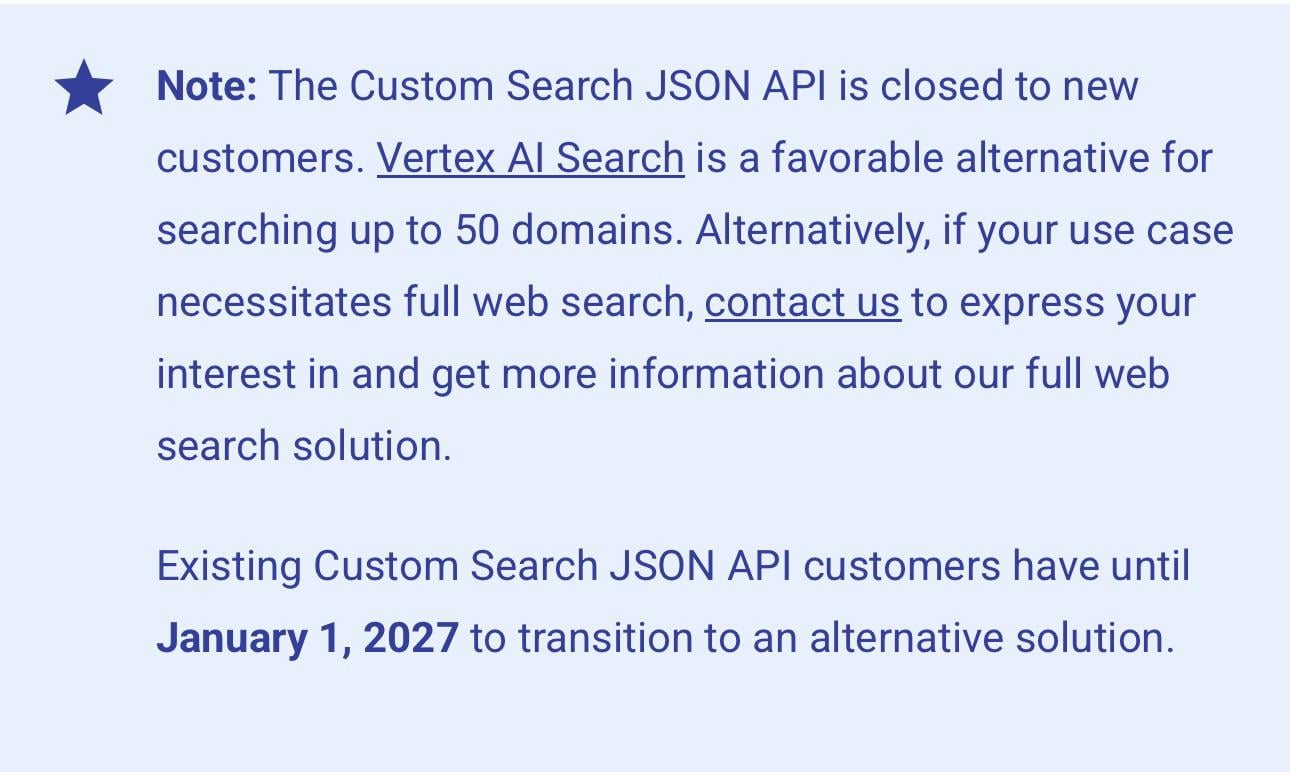 Is Google's Custom Search API being discontinued? : r/googlecloud